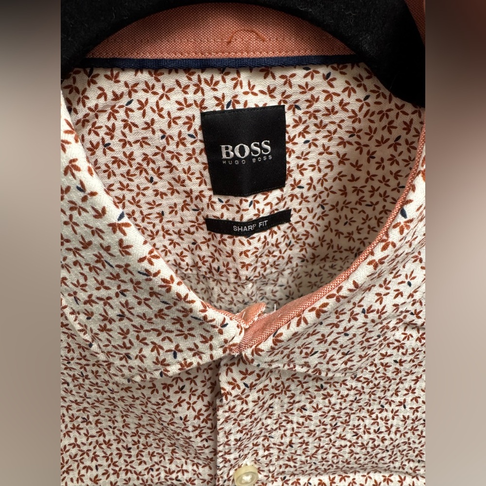 Hugo Boss Men's Casual Shirt - Cream and Brown